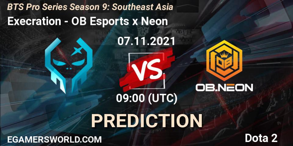 Execration vs OB Esports x Neon: Betting TIp, Match Prediction. 07.11.2021 at 08:52. Dota 2, BTS Pro Series Season 9: Southeast Asia