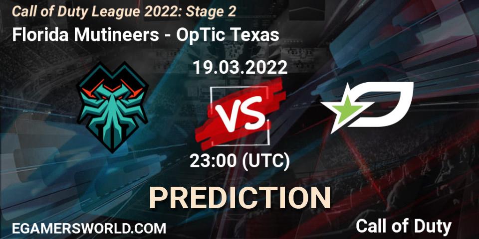 Florida Mutineers vs OpTic Texas: Betting TIp, Match Prediction. 19.03.2022 at 22:00. Call of Duty, Call of Duty League 2022: Stage 2