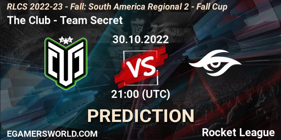 The Club vs Team Secret: Betting TIp, Match Prediction. 30.10.2022 at 21:00. Rocket League, RLCS 2022-23 - Fall: South America Regional 2 - Fall Cup