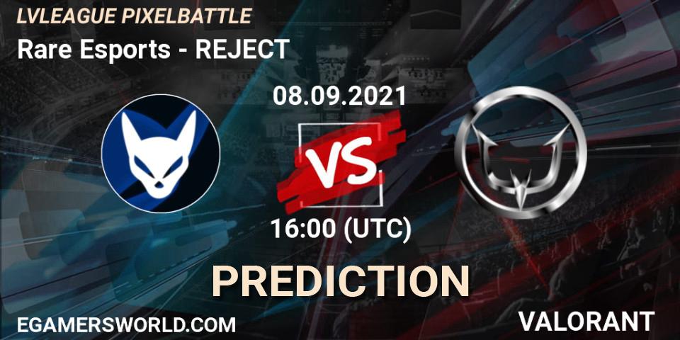Rare Esports vs REJECT: Betting TIp, Match Prediction. 08.09.2021 at 16:00. VALORANT, LVLEAGUE PIXELBATTLE