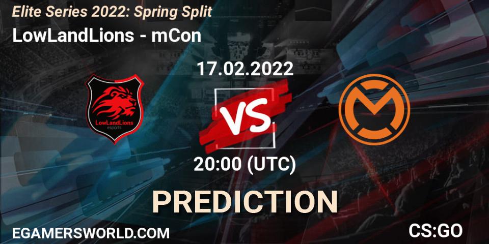 LowLandLions vs mCon: Betting TIp, Match Prediction. 17.02.22. CS2 (CS:GO), Elite Series 2022: Spring Split