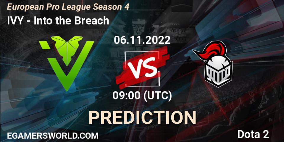 IVY vs Into the Breach: Betting TIp, Match Prediction. 06.11.22. Dota 2, European Pro League Season 4