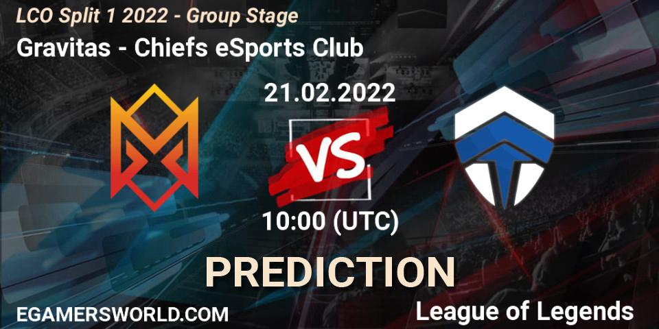 Gravitas vs Chiefs eSports Club: Betting TIp, Match Prediction. 21.02.22. LoL, LCO Split 1 2022 - Group Stage 