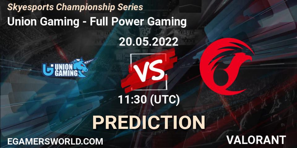 Union Gaming vs Full Power Gaming: Betting TIp, Match Prediction. 20.05.2022 at 14:30. VALORANT, Skyesports Championship Series