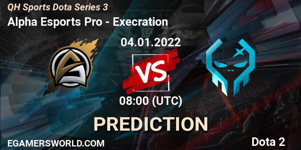 Alpha Esports Pro vs Execration: Betting TIp, Match Prediction. 04.01.2022 at 08:15. Dota 2, QH Sports Dota Series 3