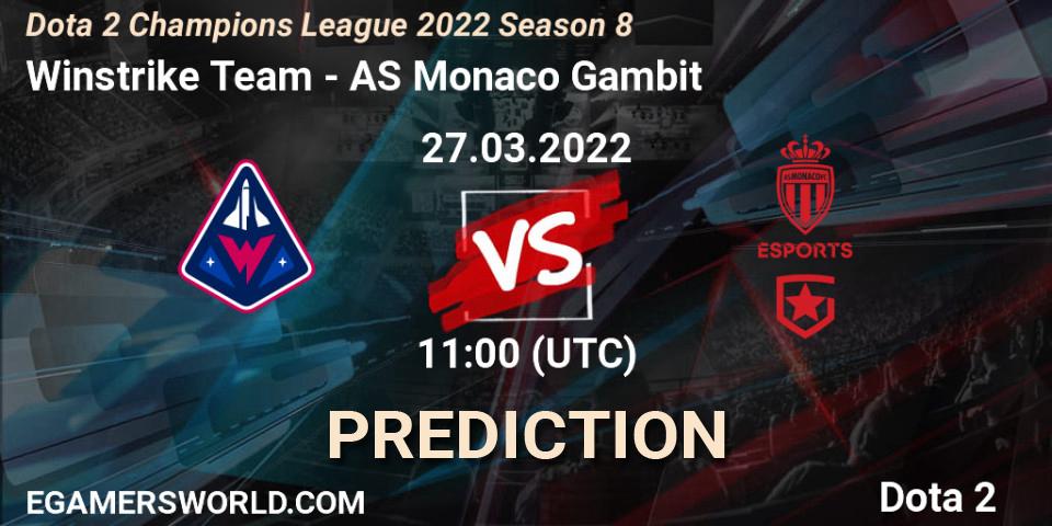 Winstrike Team vs AS Monaco Gambit: Betting TIp, Match Prediction. 27.03.22. Dota 2, Dota 2 Champions League 2022 Season 8