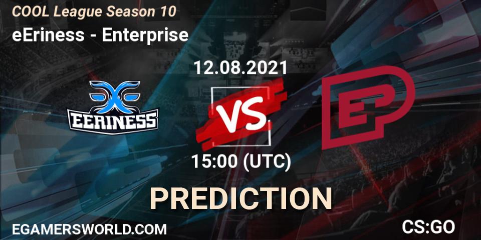 eEriness vs Enterprise: Betting TIp, Match Prediction. 12.08.2021 at 15:00. Counter-Strike (CS2), COOL League Season 10