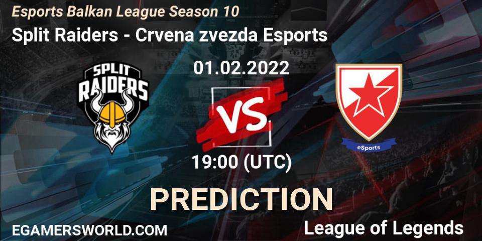 Split Raiders vs Crvena zvezda Esports: Betting TIp, Match Prediction. 01.02.2022 at 19:00. LoL, Esports Balkan League Season 10