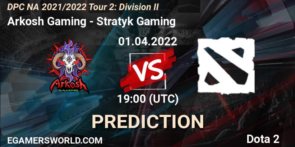 Arkosh Gaming vs Stratyk Gaming: Betting TIp, Match Prediction. 01.04.2022 at 19:07. Dota 2, DP 2021/2022 Tour 2: NA Division II (Lower) - ESL One Spring 2022