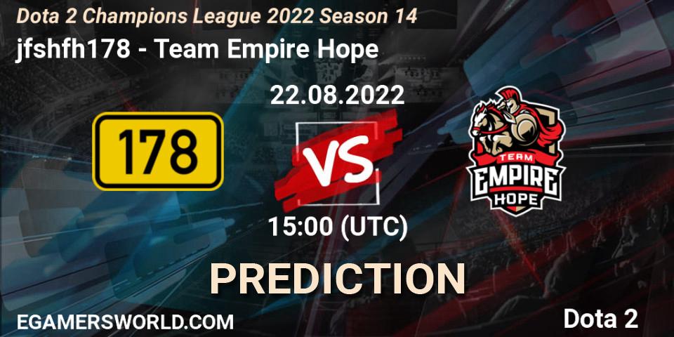 meme squad vs Team Empire Hope: Betting TIp, Match Prediction. 22.08.22. Dota 2, Dota 2 Champions League 2022 Season 14