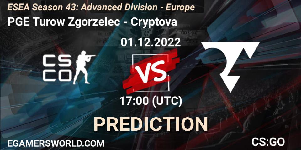 PGE Turow Zgorzelec vs Cryptova: Betting TIp, Match Prediction. 01.12.22. CS2 (CS:GO), ESEA Season 43: Advanced Division - Europe