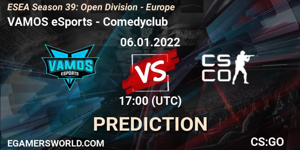 VAMOS eSports vs Comedyclub: Betting TIp, Match Prediction. 06.01.2022 at 17:00. Counter-Strike (CS2), ESEA Season 39: Open Division - Europe