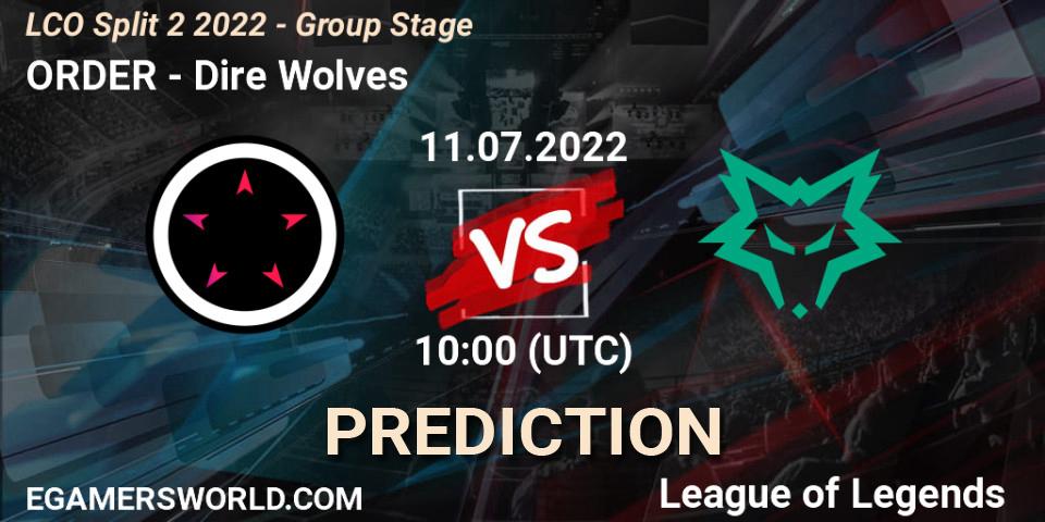 ORDER vs Dire Wolves: Betting TIp, Match Prediction. 11.07.22. LoL, LCO Split 2 2022 - Group Stage