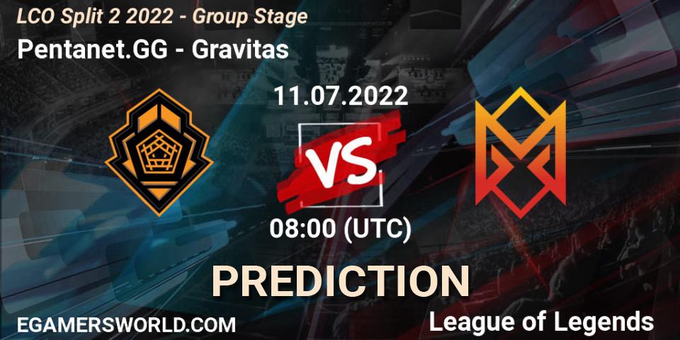 Pentanet.GG vs Gravitas: Betting TIp, Match Prediction. 11.07.22. LoL, LCO Split 2 2022 - Group Stage