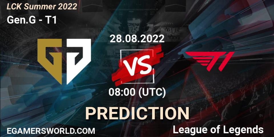 Gen.G vs T1: Betting TIp, Match Prediction. 28.08.22. LoL, LCK Summer 2022