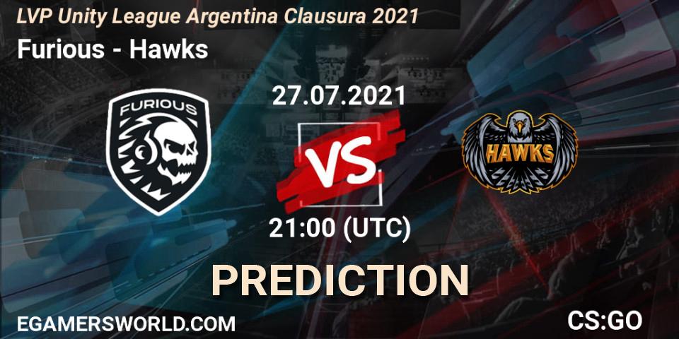 Furious vs Hawks: Betting TIp, Match Prediction. 27.07.21. CS2 (CS:GO), LVP Unity League Argentina Clausura 2021