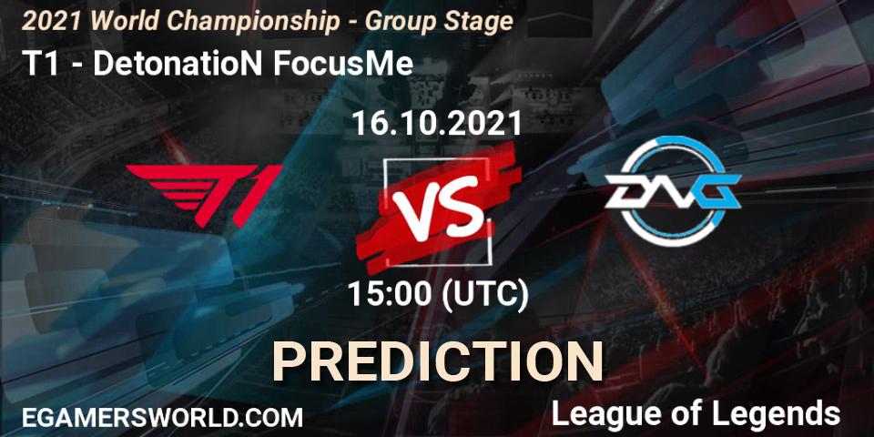 T1 vs DetonatioN FocusMe: Betting TIp, Match Prediction. 16.10.2021 at 15:00. LoL, 2021 World Championship - Group Stage
