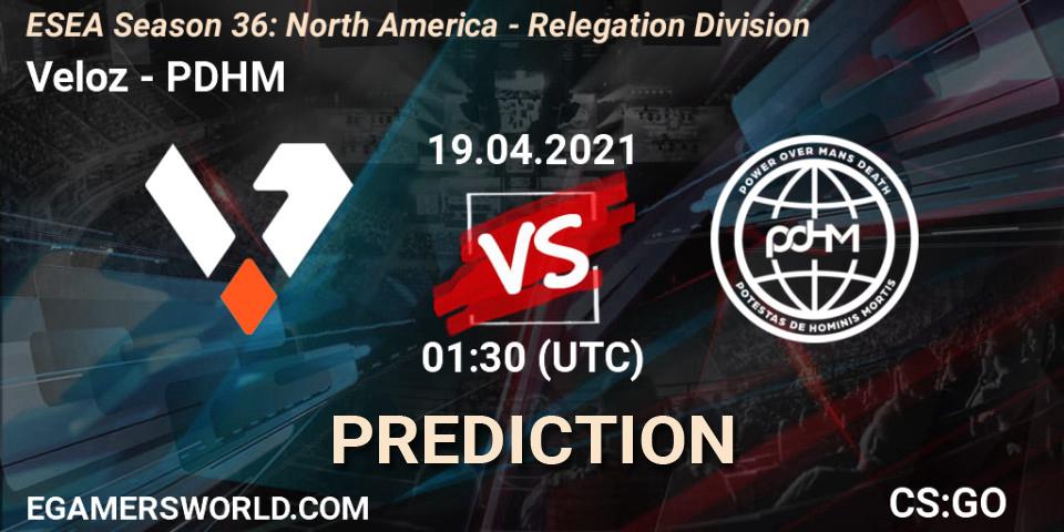 Veloz vs PDHM: Betting TIp, Match Prediction. 19.04.21. CS2 (CS:GO), ESEA Season 36: North America - Relegation Division