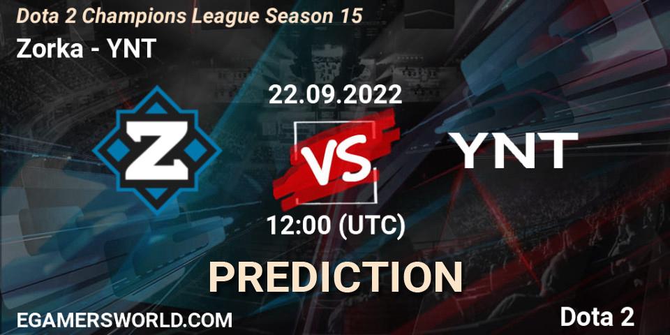 Zorka vs YNT: Betting TIp, Match Prediction. 22.09.22. Dota 2, Dota 2 Champions League Season 15
