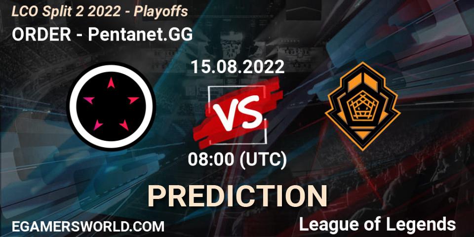 ORDER vs Pentanet.GG: Betting TIp, Match Prediction. 15.08.22. LoL, LCO Split 2 2022 - Playoffs