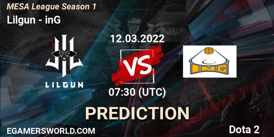 Lilgun vs inG: Betting TIp, Match Prediction. 12.03.2022 at 07:41. Dota 2, MESA League Season 1