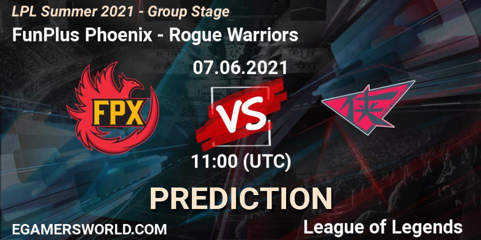 FunPlus Phoenix vs Rogue Warriors: Betting TIp, Match Prediction. 07.06.21. LoL, LPL Summer 2021 - Group Stage