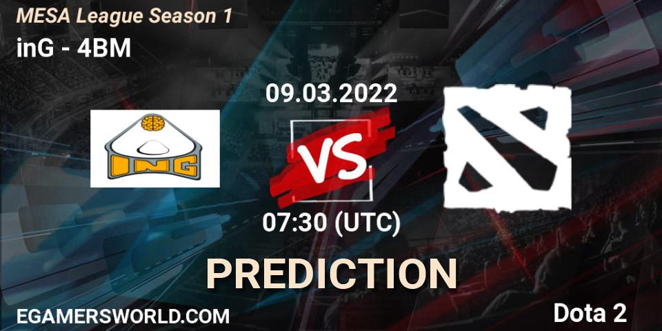 inG vs 4BM: Betting TIp, Match Prediction. 09.03.2022 at 07:52. Dota 2, MESA League Season 1