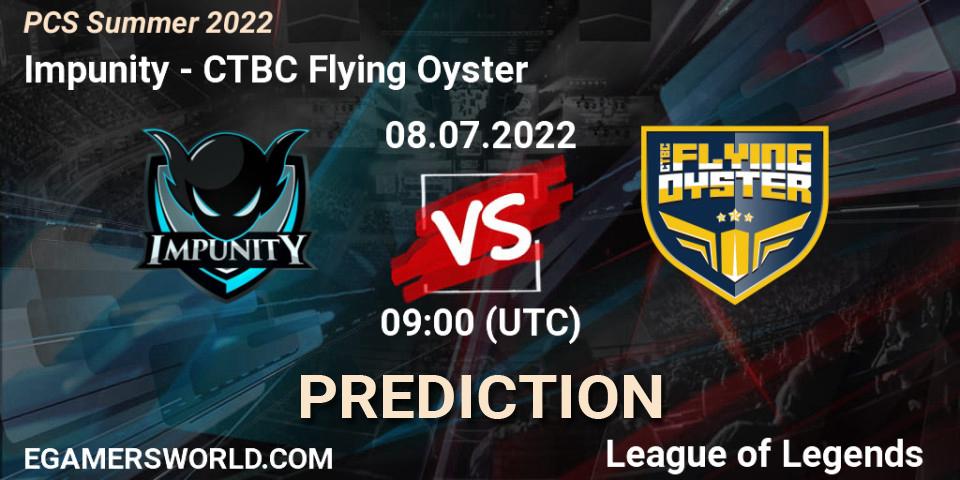 Impunity vs CTBC Flying Oyster: Betting TIp, Match Prediction. 08.07.22. LoL, PCS Summer 2022