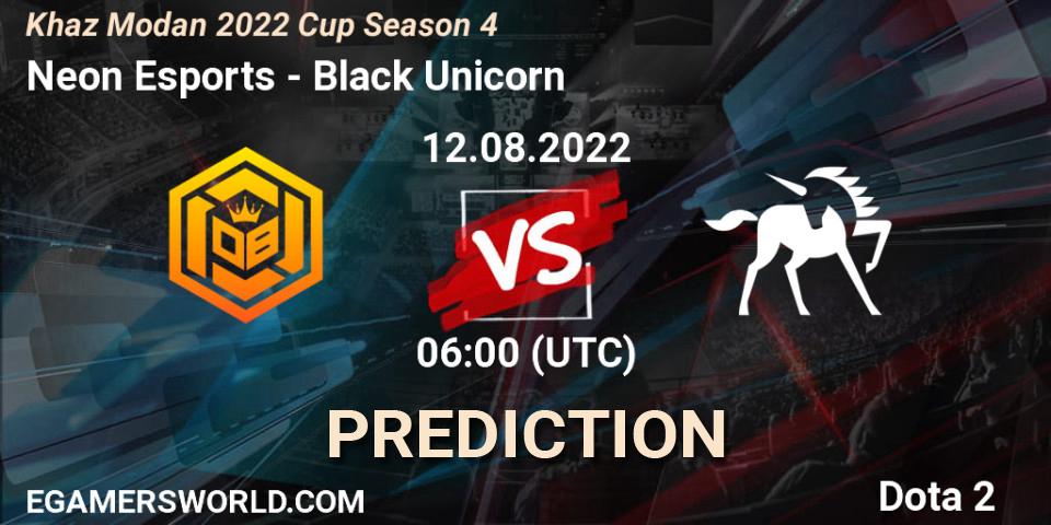 Neon Esports vs Black Unicorn: Betting TIp, Match Prediction. 12.08.2022 at 06:21. Dota 2, Khaz Modan 2022 Cup Season 4
