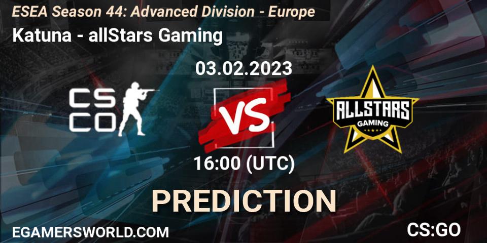 Tenstar vs allStars Gaming: Betting TIp, Match Prediction. 03.02.23. CS2 (CS:GO), ESEA Season 44: Advanced Division - Europe