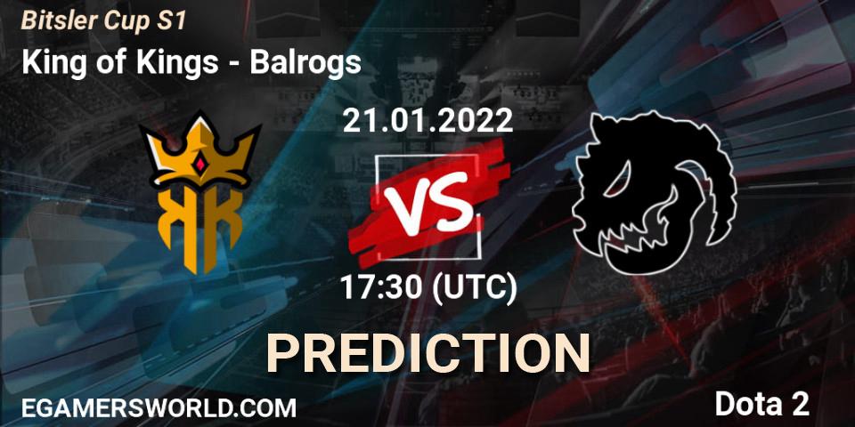 King of Kings vs Balrogs: Betting TIp, Match Prediction. 24.01.2022 at 21:09. Dota 2, Bitsler Cup S1