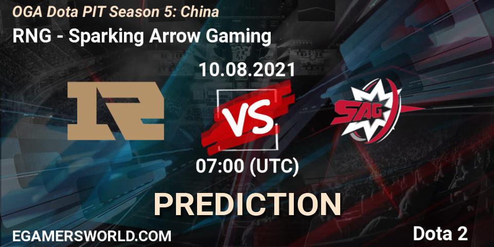 RNG vs Sparking Arrow Gaming: Betting TIp, Match Prediction. 10.08.2021 at 07:01. Dota 2, OGA Dota PIT Season 5: China