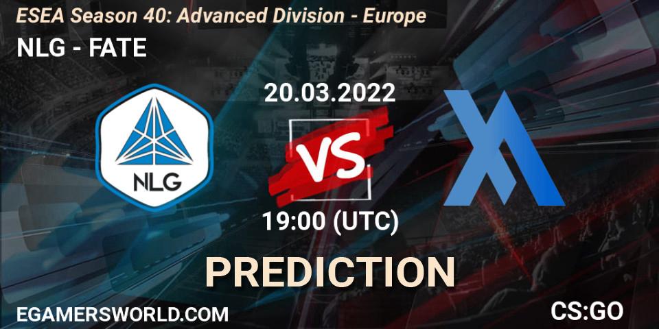 NLG vs FATE: Betting TIp, Match Prediction. 20.03.22. CS2 (CS:GO), ESEA Season 40: Advanced Division - Europe