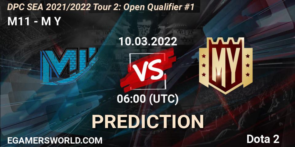 M11 vs M Y: Betting TIp, Match Prediction. 10.03.2022 at 06:10. Dota 2, DPC SEA 2021/2022 Tour 2: Open Qualifier #1