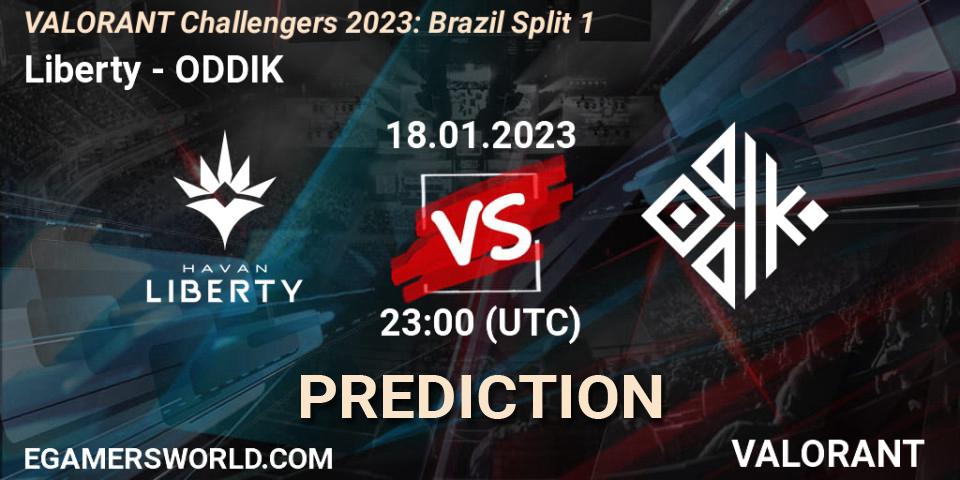 Liberty vs ODDIK: Betting TIp, Match Prediction. 18.01.2023 at 23:00. VALORANT, VALORANT Challengers 2023: Brazil Split 1