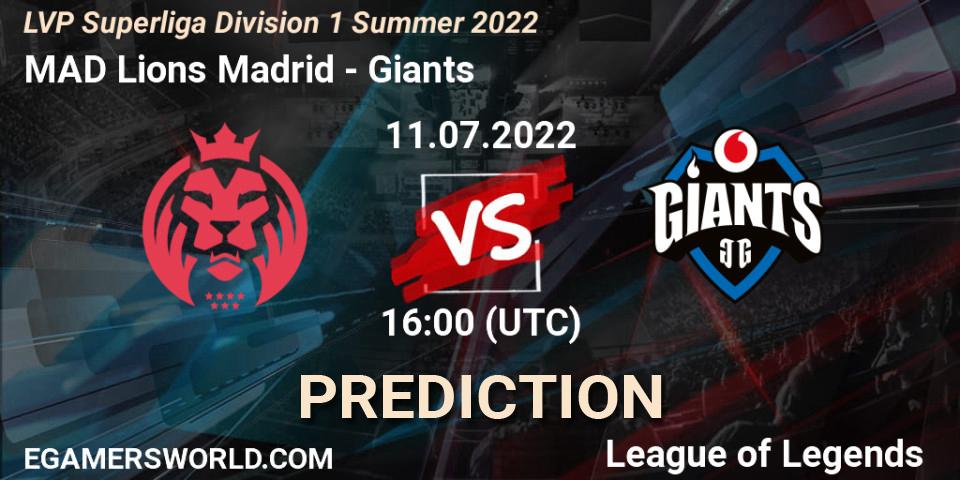 MAD Lions Madrid vs Giants: Betting TIp, Match Prediction. 11.07.22. LoL, LVP Superliga Division 1 Summer 2022