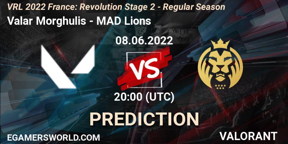 Valar Morghulis vs MAD Lions: Betting TIp, Match Prediction. 08.06.2022 at 20:25. VALORANT, VRL 2022 France: Revolution Stage 2 - Regular Season