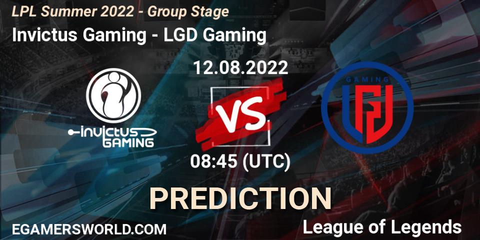 Invictus Gaming vs LGD Gaming: Betting TIp, Match Prediction. 12.08.22. LoL, LPL Summer 2022 - Group Stage