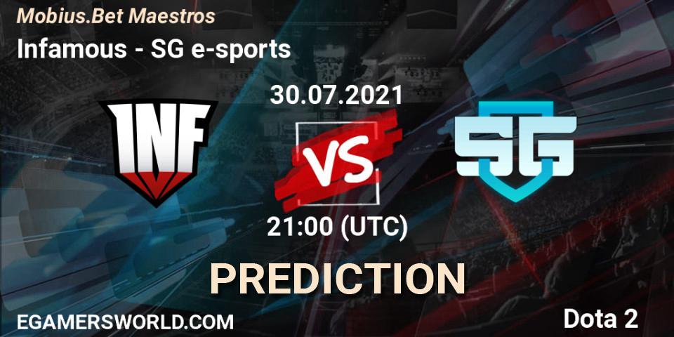 Infamous vs SG e-sports: Betting TIp, Match Prediction. 01.08.2021 at 20:00. Dota 2, Mobius.Bet Maestros
