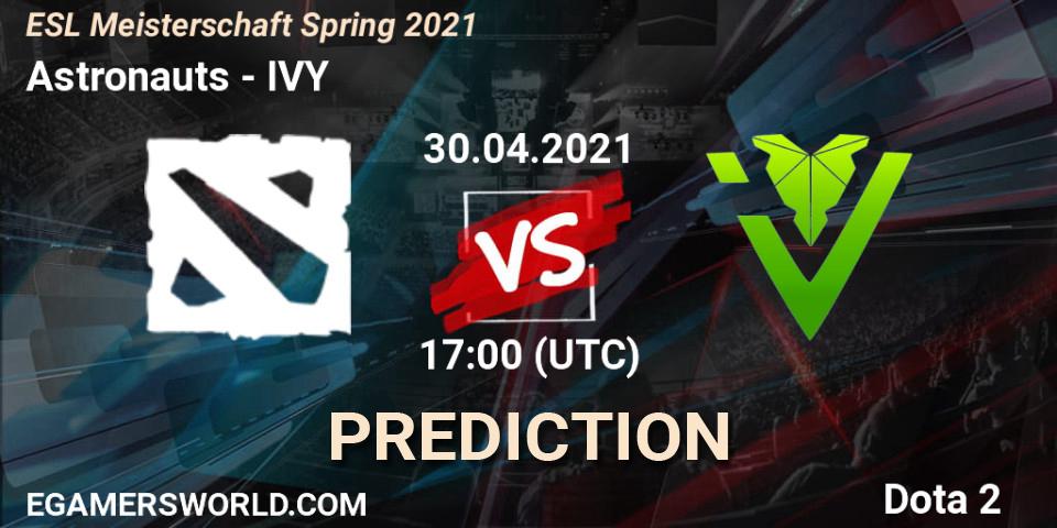 Astronauts vs IVY: Betting TIp, Match Prediction. 30.04.2021 at 17:10. Dota 2, ESL Meisterschaft Spring 2021