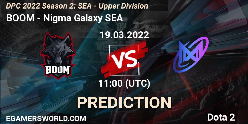 BOOM vs Nigma Galaxy SEA: Betting TIp, Match Prediction. 19.03.2022 at 10:00. Dota 2, DPC 2021/2022 Tour 2 (Season 2): SEA Division I (Upper)