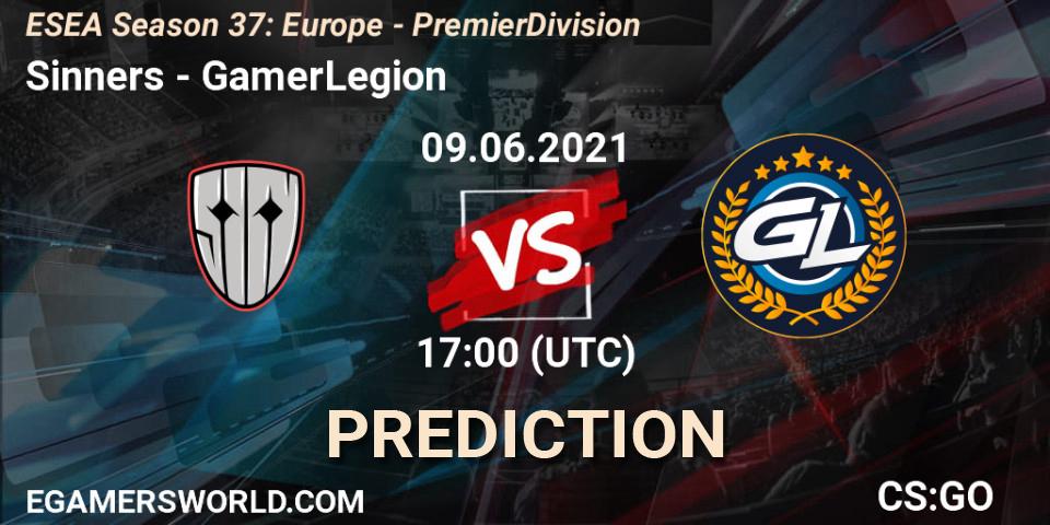 Sinners vs GamerLegion: Betting TIp, Match Prediction. 09.06.2021 at 17:00. Counter-Strike (CS2), ESEA Season 37: Europe - Premier Division