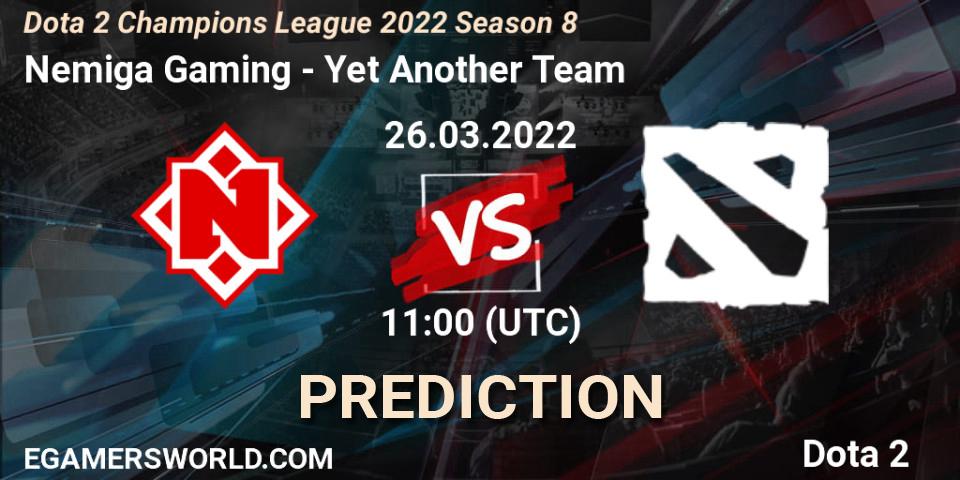 Nemiga Gaming vs Yet Another Team: Betting TIp, Match Prediction. 26.03.2022 at 11:00. Dota 2, Dota 2 Champions League 2022 Season 8