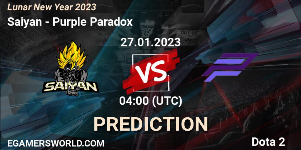 Saiyan vs Purple Paradox: Betting TIp, Match Prediction. 27.01.23. Dota 2, Lunar New Year 2023