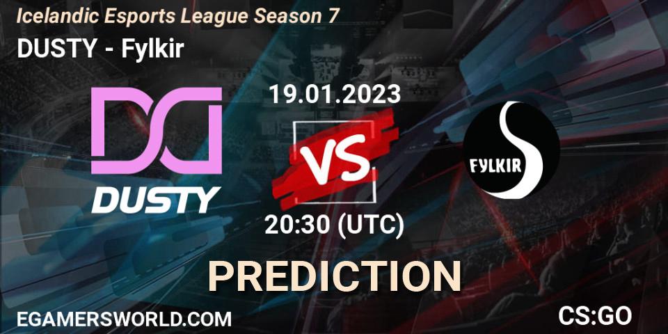 DUSTY vs Fylkir: Betting TIp, Match Prediction. 19.01.2023 at 20:30. Counter-Strike (CS2), Icelandic Esports League Season 7