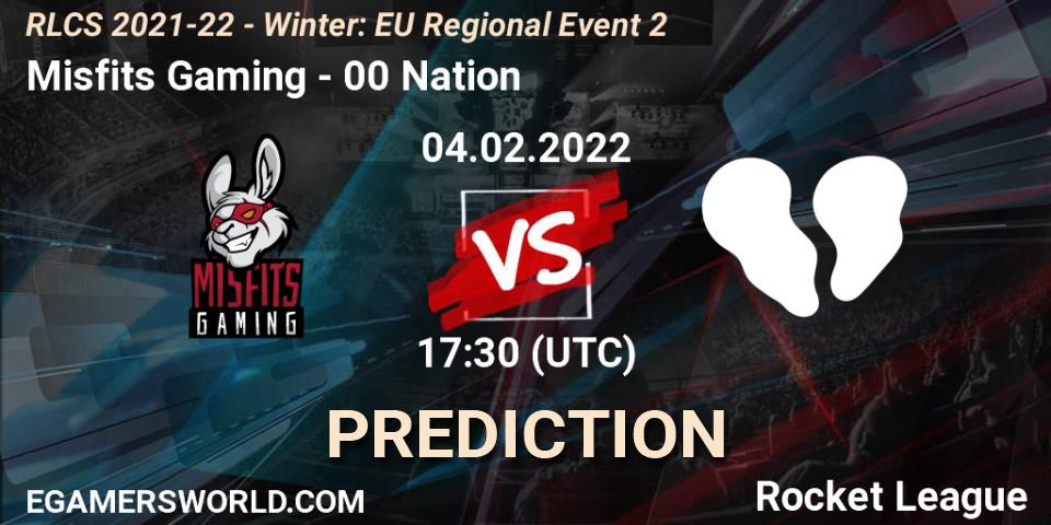 Misfits Gaming vs 00 Nation: Betting TIp, Match Prediction. 04.02.2022 at 17:30. Rocket League, RLCS 2021-22 - Winter: EU Regional Event 2