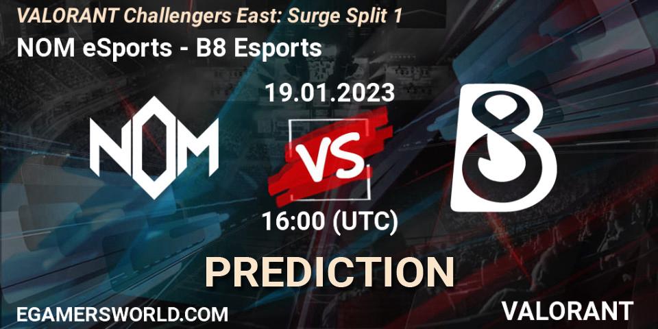 NOM eSports vs B8 Esports: Betting TIp, Match Prediction. 19.01.23. VALORANT, VALORANT Challengers 2023 East: Surge Split 1