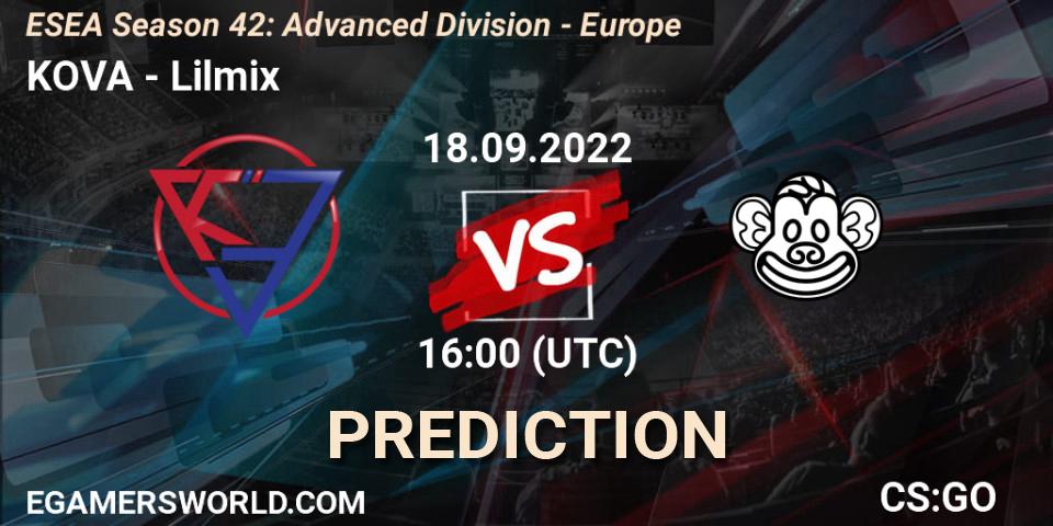 KOVA vs Lilmix: Betting TIp, Match Prediction. 18.09.22. CS2 (CS:GO), ESEA Season 42: Advanced Division - Europe