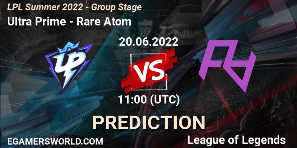 Ultra Prime vs Rare Atom: Betting TIp, Match Prediction. 20.06.22. LoL, LPL Summer 2022 - Group Stage