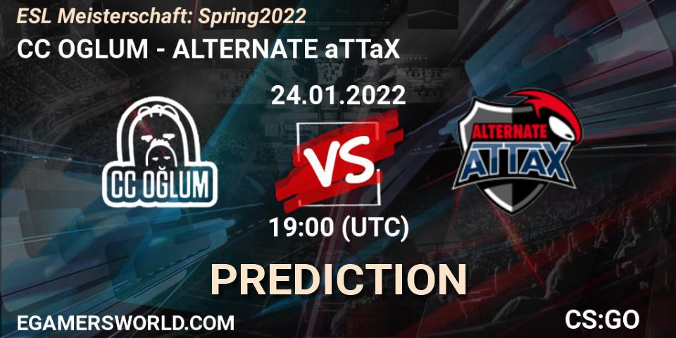 CC OGLUM vs ALTERNATE aTTaX: Betting TIp, Match Prediction. 24.01.2022 at 19:00. Counter-Strike (CS2), ESL Meisterschaft: Spring 2022